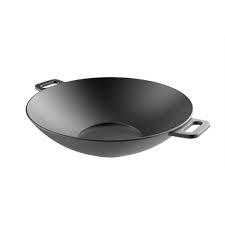 Photo 1 of * USED * 
Pre-Seasoned Cast Iron Wok with 2 Handled and Wooden Lid (14 Inches) Nonstick Iron Deep Frying Pan with Flat Base for Stir-Fry, Grilling, Frying, Steaming - For Authentic Asian, Chinese Food