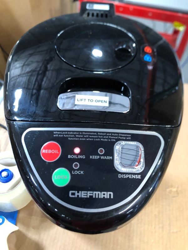 Photo 2 of * USED * 
Chefman Electric Hot Water Pot Urn w/Auto & Manual Dispense Buttons, Safety Lock, Instant Heating for Coffee & Tea, Auto-Shutoff & Boil Dry Protection, Insulated Stainless Steel, 3.6L/3.8 Qt/20+ Cups 3.6 Liter Hot Water Pot