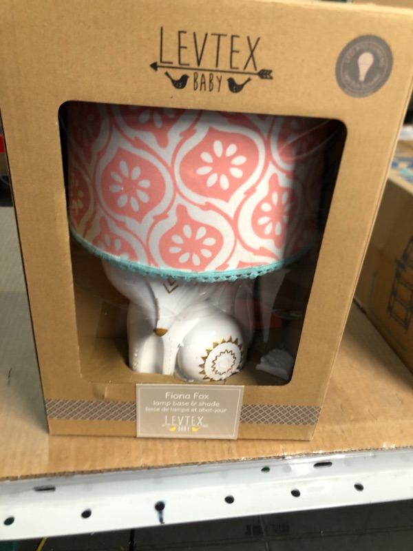 Photo 5 of * DAMAGED * 
Levtex Baby - Fiona Table Lamp - Spindle Base with Pink Rosette Shade - Nursery Lamp - Base and Shade - Pink, Teal, White - Nursery Accessories - Measurements: 22 in. high and 6 in. Diameter