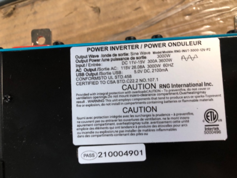 Photo 1 of GoWISE Power PS1004 3000W Continuous 6000W Surge Peak Power Pure Sine Wave Inverter 