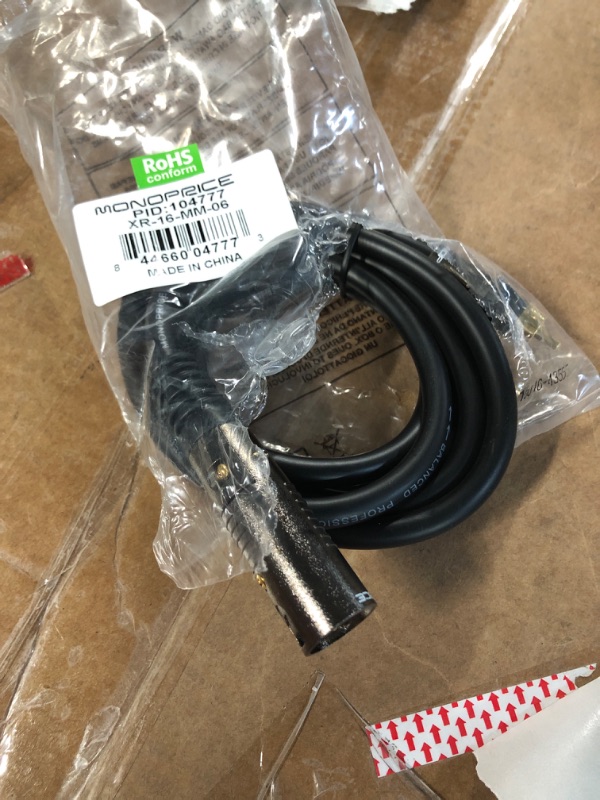 Photo 2 of Monoprice XLR Male to RCA Male Cable - 6 Feet - Black with E21Gold Plated Connectors, 104777 & 104752 Premier Series XLR Male to XLR Female - 10Ft - Black - Gold Plated | 16AWG Copper Wire Conductors 6ft Cable + Cable 10Ft