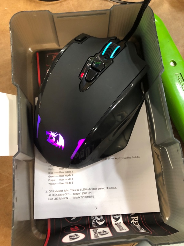 Photo 4 of Redragon M908 Impact RGB LED MMO Mouse with Side Buttons Optical Wired Gaming Mouse with 12,400DPI, High Precision, 20 Programmable Mouse Buttons Black Wired