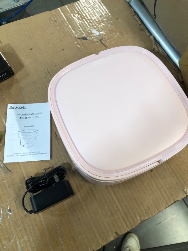 Photo 2 of (READ NOTES) MOYU Mini Portable Bucket Washer Foldable Washing Machine - Pink US Plug 110 v