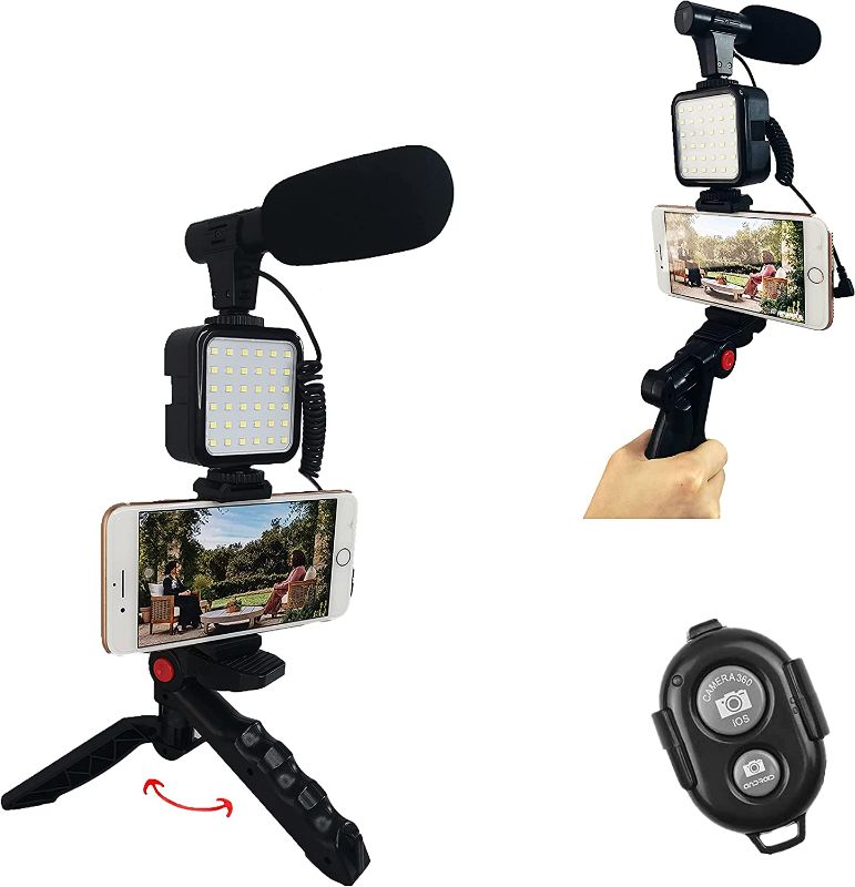 Photo 1 of Vlogging Kit for YouTube, with Microphone and Light W64 Phone Tripod,Compatible