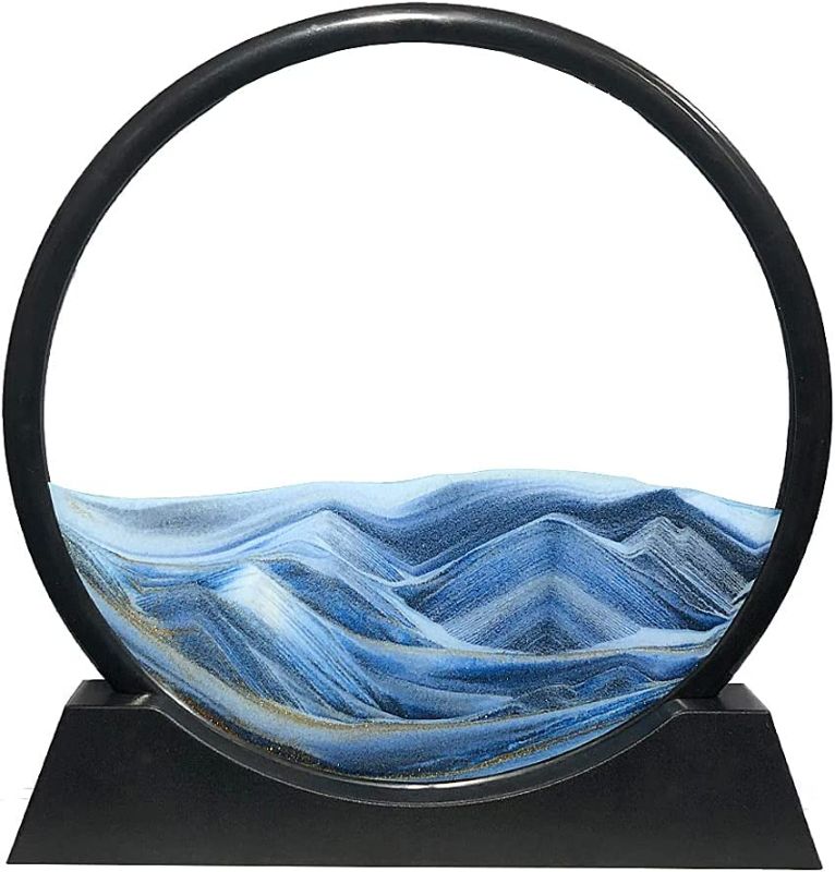 Photo 1 of Aoderun Moving Sand Art Picture Round Glass 3D Deep Sea Sandscape