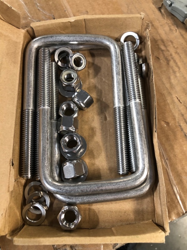 Photo 1 of 4 Sets 304 Stainless Steel Square U-Bolt Boat Trailer U-Bolts with Washers and Nuts L Heavy  (1/2 D x 3 1/16 W x 5 5/16 Inch)