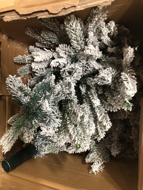 Photo 3 of 7ft Flocked Artificial Christmas Tree Snowy Spruce Unlit Xmas Tree Include Storage Bag, 1699 