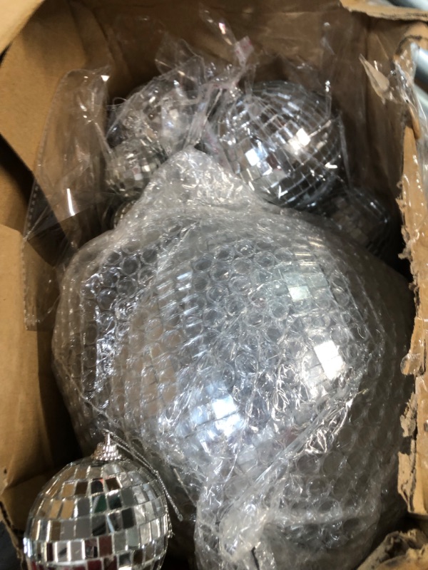 Photo 2 of 40 Pack Mirror Disco Ball in Variety Silver Hanging Glass Mirror Ball Light Ball with String Disco 