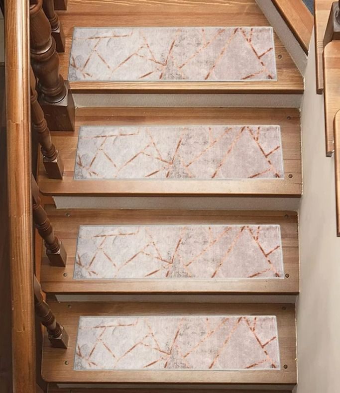 Photo 1 of [SIMILAR] Brown Marble Print Stair Mats - 15 pcs