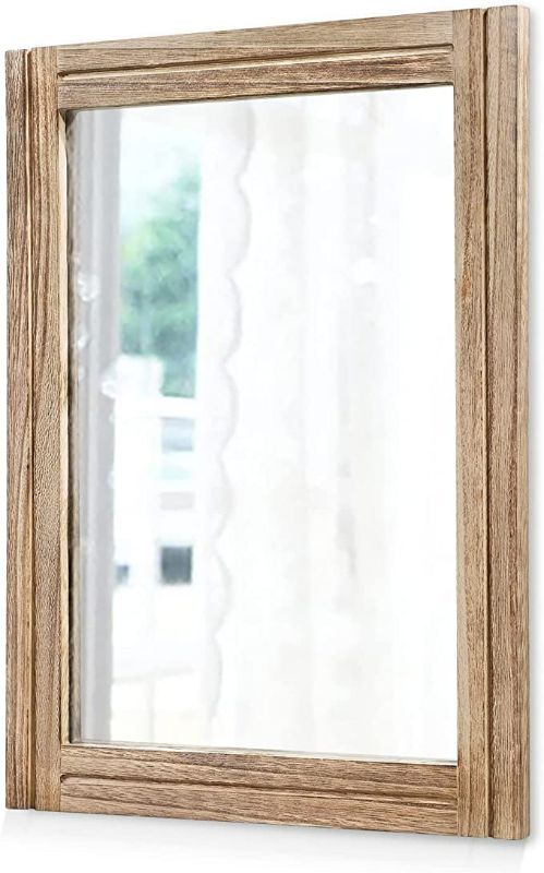 Photo 1 of [USED] AAZZKANG Rustic Mirrors for Wall Rectangle Wood Frame Mirror 20"x16"