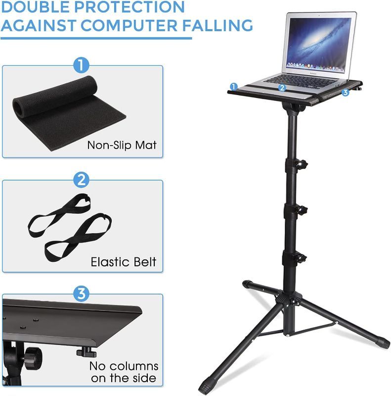 Photo 1 of Projector Tripod Stand - Laptop Tripod Adjustable Height 23 to 63 Inch DJ Mixer Stand Up Desk The Outdoor Computer Desk Stand Portable with Gooseneck Phone Holder?Apply to Stage or Studio