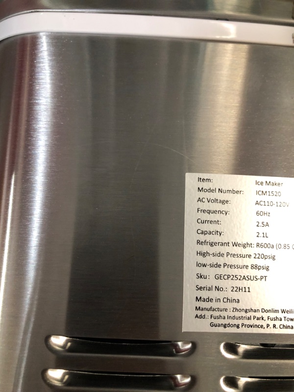 Photo 4 of 33Lbs/24H Ice Maker Countertop, 10 Ice Cube in 8 Mins, Smart Touch Control LED Panel, Stainless Steel