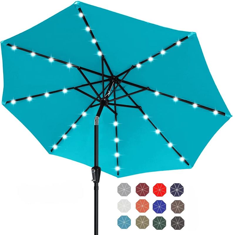 Photo 1 of ABCCANOPY Durable Solar Led Patio Umbrellas with 32LED Lights 11FT (Turquoise)
