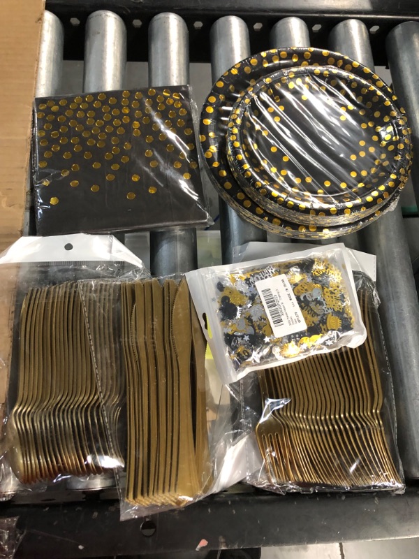 Photo 2 of 175PCS Black and Gold Party Supplies,