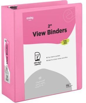 Photo 1 of Enday 2 Inch Binder 3 Ring Binders with Pockets for Home Office School Supplies Organization Pink