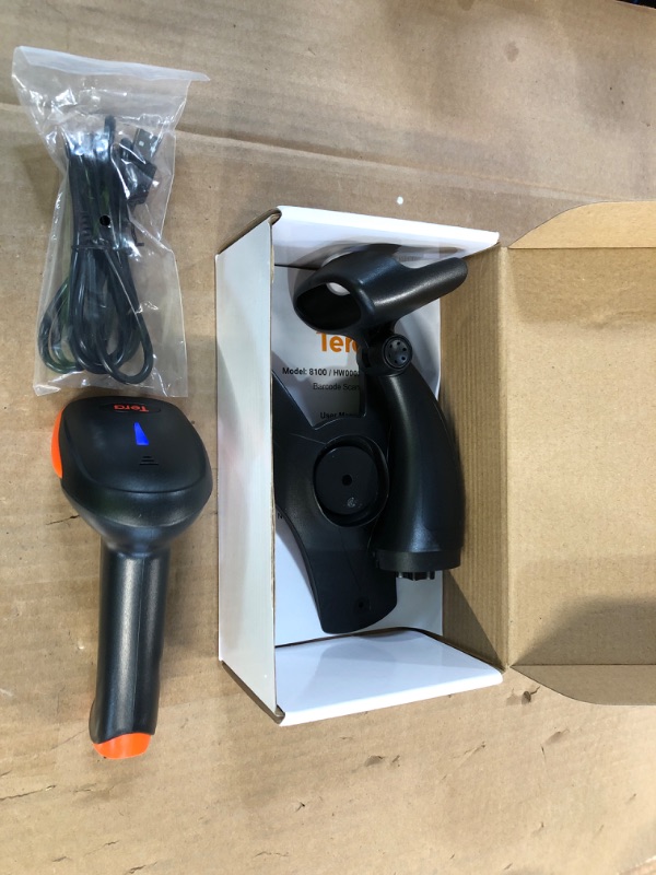 Photo 2 of Tera Pro Fully Upgraded Wireless 2D QR Barcode Scanner with Stand, 3 in 1 Bluetooth & 2.4GHz Wireless & USB Wired, Connect Smart Phone Tablet PC, Image Bar Code Reader with Vibration Alert, HW0002 Orange