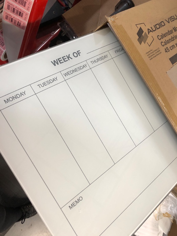 Photo 2 of Audio-Visual Direct Magnetic White Weekly Calendar Dry- Erase Board Set -2' x 1.5' - Includes Magnets, Hardware & Marker Tray 2' x 1.5' Calendar Standard