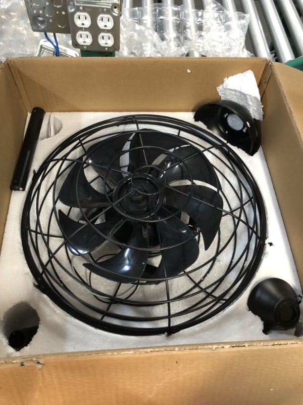 Photo 3 of ***Used/Dirty** Antoine 17 in. Black Caged Ceiling Fan with Lights and Remote 