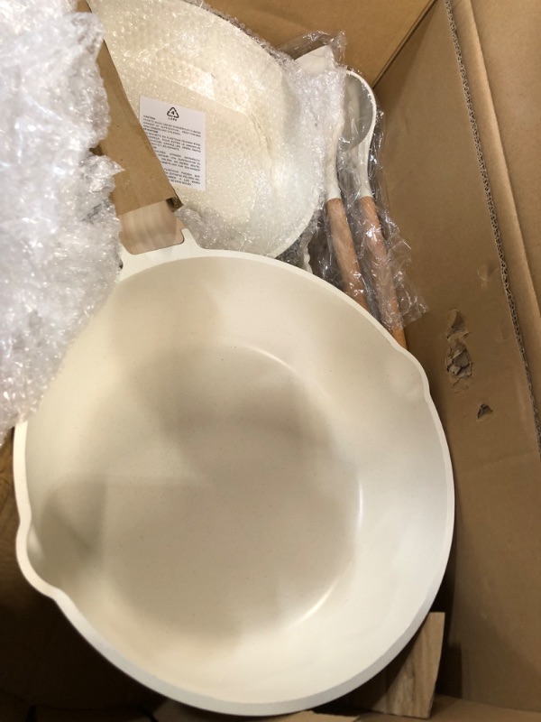 Photo 1 of *Minor Scratches/Scuffs* CAROTE Nonstick Pots and Pans Set, White Granite, 11 Pcs Kitchen Essentials