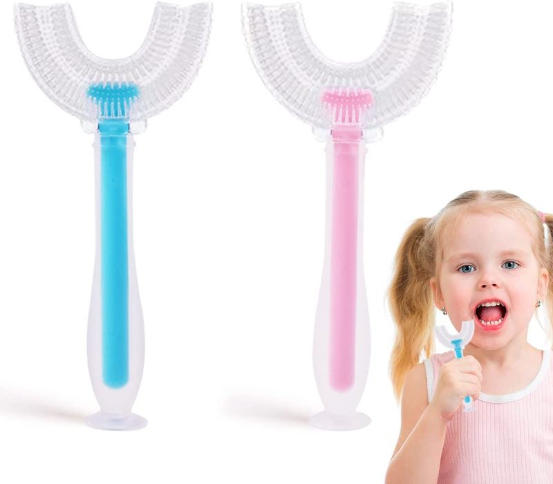 Photo 1 of BikBok 4PCS U Shaped Toothbrush for Kids, 360 Cleaning, 2 Pink and 2 Blue