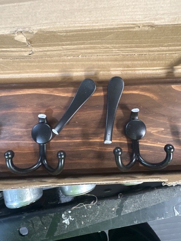 Photo 3 of *DAMAGED* SKOLOO Rustic Large Coat Rack Wall Mount: 38.3'' Long Coat Rack for Wall - Brown Plate & Black Hook