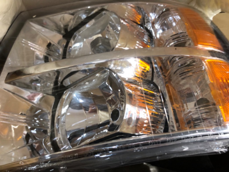 Photo 6 of MOSTPLUS Headlight Assembly Compatible with 2007-2013 Chevy Chevrolet Silverado 1500 2500 3500 Front Lamp with Chrome Housing/Clear Lens/Amber Reflector OE Style Chrome/Clear/Amber