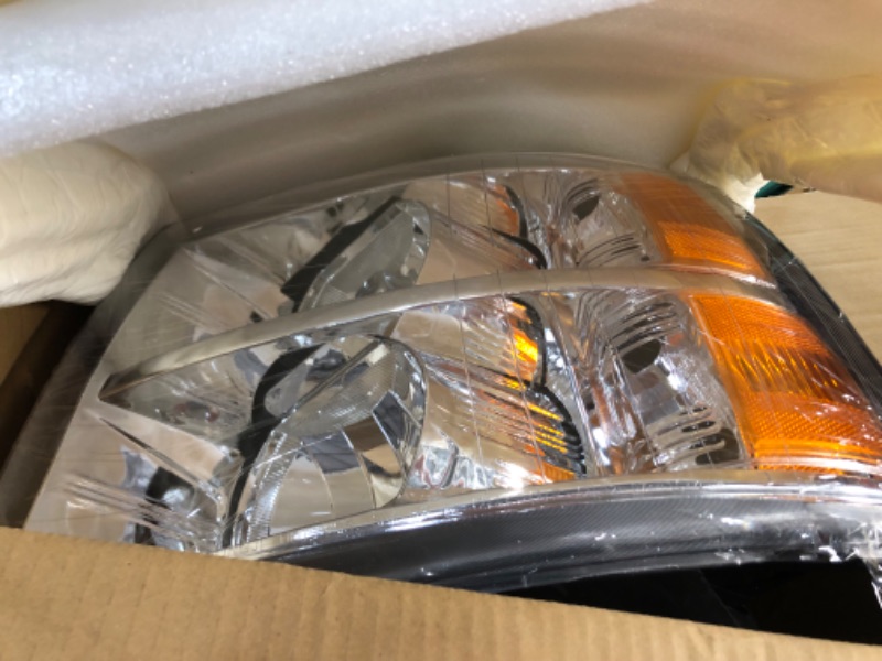 Photo 7 of MOSTPLUS Headlight Assembly Compatible with 2007-2013 Chevy Chevrolet Silverado 1500 2500 3500 Front Lamp with Chrome Housing/Clear Lens/Amber Reflector OE Style Chrome/Clear/Amber