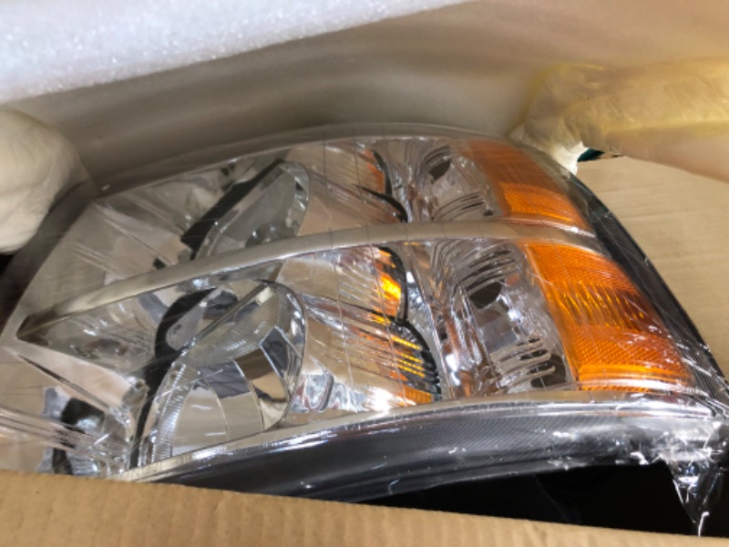 Photo 2 of MOSTPLUS Headlight Assembly Compatible with 2007-2013 Chevy Chevrolet Silverado 1500 2500 3500 Front Lamp with Chrome Housing/Clear Lens/Amber Reflector OE Style Chrome/Clear/Amber