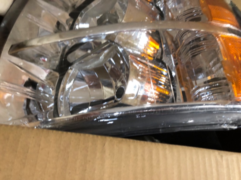 Photo 3 of MOSTPLUS Headlight Assembly Compatible with 2007-2013 Chevy Chevrolet Silverado 1500 2500 3500 Front Lamp with Chrome Housing/Clear Lens/Amber Reflector OE Style Chrome/Clear/Amber