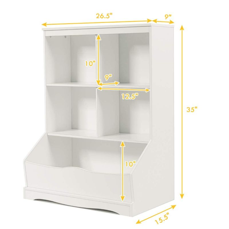 Photo 1 of **USED** Giantex Cubby Toy Organizer, Wood Storage Cabinet, 3 Shelf 4 Cube Units, Storage Bins