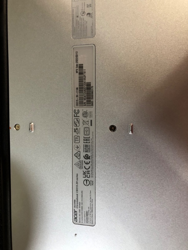 Photo 4 of LOCKED OUT**SEE NOTES**Acer Chromebook 15, Intel Celeron N3350, 15.6" Full HD Touch, 4GB LPDDR4, 32GB Storage, Google Chrome, Pure Silver, CB515-1HT-C2AE, 15-15.99 Inches N3350 4GB / 32GB 15.6 inch FHD (1920 x 1080) Touch