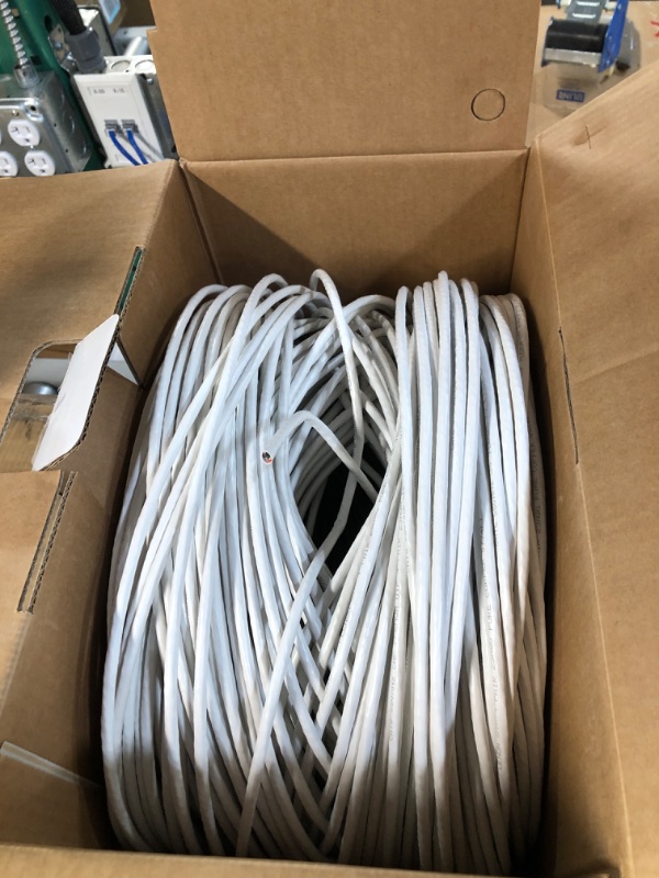 Photo 2 of Cat6 Plenum (CMP) 1000ft Cable, 23AWG | 100% Solid Bare Copper | 550MHz | Unshielded Twisted Pair (UTP) Bulk Ethernet Cable,  White