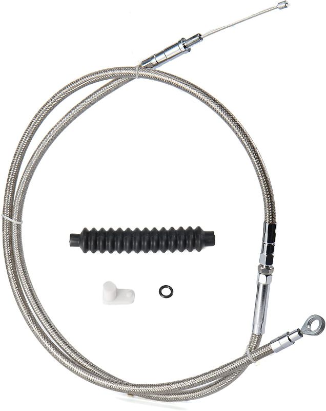 Photo 1 of MoKitDora Stainless Steel Braided +4" Extended Length Clutch Cable for 2004-Up Harley Sportster Models, 1987-2006 Harley Big Twin Models
