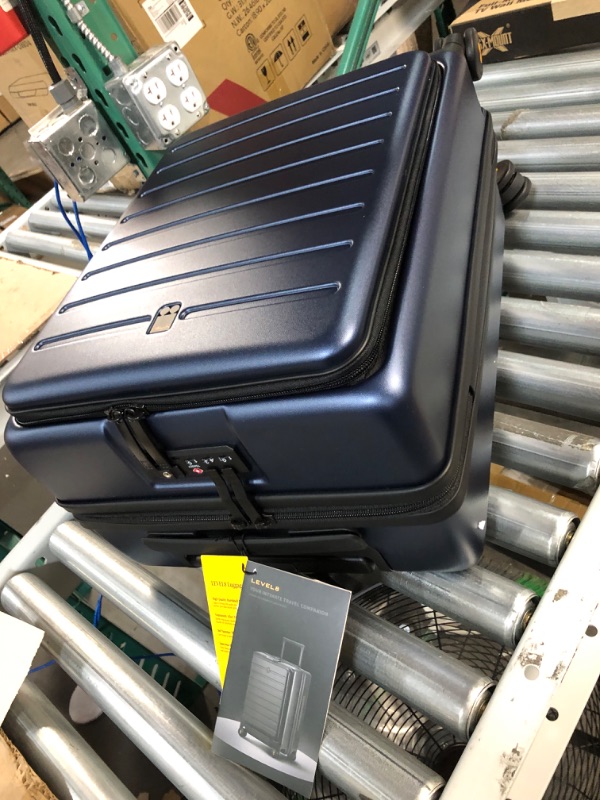 Photo 2 of **USED BUT APPEARS NEW** LEVEL8 Carry On Suitcases 20in Hardside Spinner Luggage with Front Pocket Lock Cover (Blue