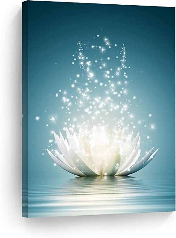 Photo 1 of [DAMAGE] White Lotus Flower Wall Art 16x24"