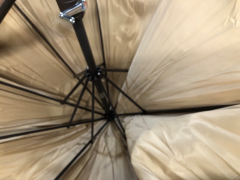 Photo 2 of **FOR PARTS, SEE NOTES** Blissun 9' Outdoor Market Patio Umbrella with Push Button Tilt and Crank, 8 Ribs (Tan)