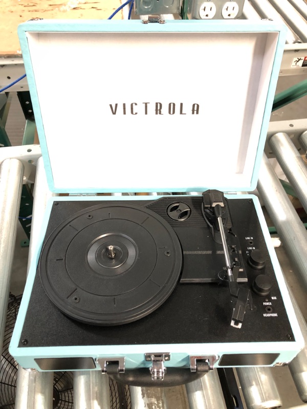 Photo 2 of **SEE NOTES** Victrola Vintage 3-Speed Bluetooth Portable Suitcase Record Player & Vintage Vinyl Record Storage and Carrying Case, Fits All Standard Records - 33 1/3, 45 and 78 RPM, Holds 30 Albums