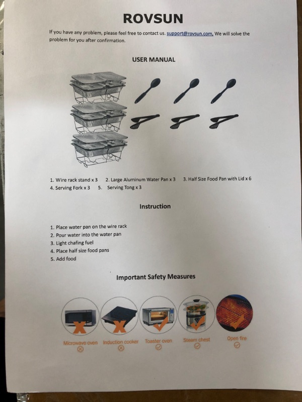 Photo 5 of ROVSUN Chafing Dish Buffet Set, Servers and Warmers, 24 Piece Set, Includes Full-Size Wire Chafer Stand, Disposable Pans & Utensils