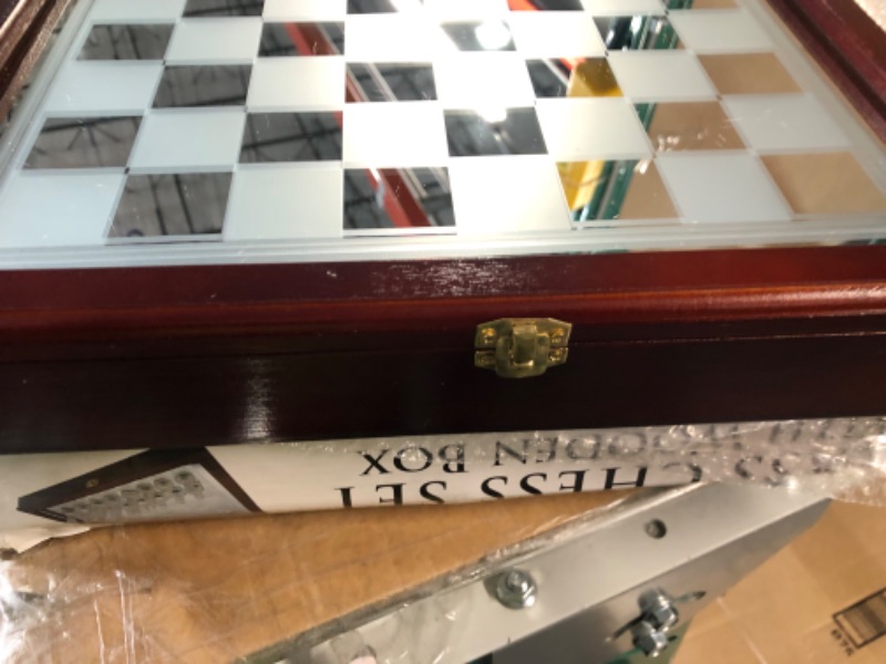 Photo 3 of Glass Chess Set in Wooden Case: Universal Standard Chess Board *LOOKS NEW*