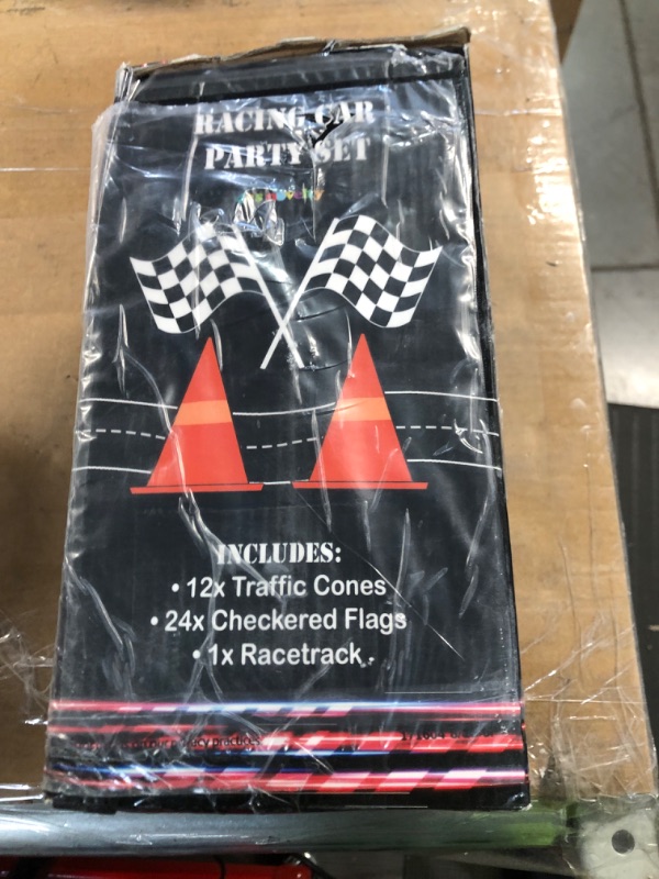 Photo 2 of 38 Pcs Set - 12 Traffic Cones With Hole on Top, 24 Checkered Flags **LOOKS BRAND NEW**