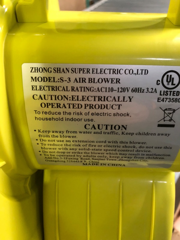 Photo 4 of  Air Blower, 120V Bounce House Blower, Pump Fan with house *BLOWER WORKS/TURNS ON*
