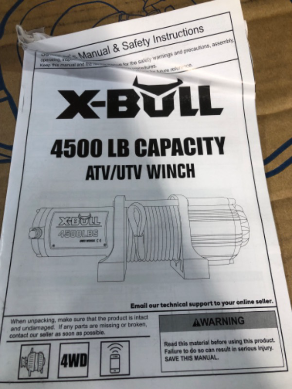 Photo 5 of X-BULL 4500 lbs Winch 12V Electric Winch Kits with Fairlead, ATV/UTV Winch with Waterproof Synthetic Rope Winch with Wireless Remotes and Mounting Bracket