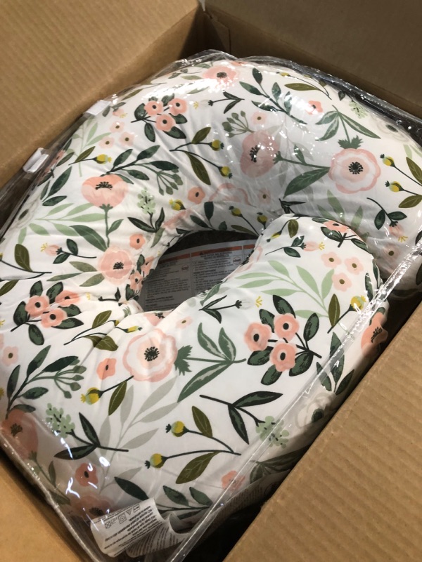 Photo 1 of Boppy Nursing Pillow and Positioner—Original | Pink Garden Flowers | Breastfeeding, Bottle Feeding, Baby Support | with Removable Cotton Blend Cover | Awake-Time Support , 20x16x5.5 Inch (Pack of 1)