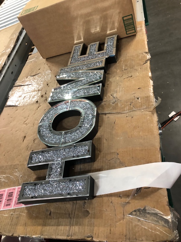 Photo 2 of 4 pcs Independent Letters Home.Glam Crystal Diamond Letters.Silver Mirror Glass Home Decoration for Wall