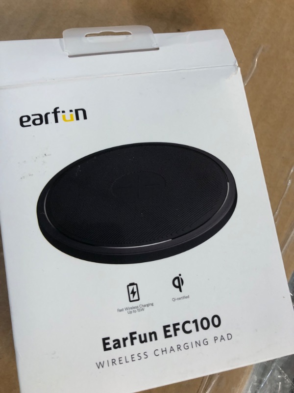 Photo 1 of EarFun 15W Wireless Charger, Qi-Certified 15W Max Fast Wireless Charging Pad Compatible with iPhone 13/13 mini/13Pro Max/12/11 Pro Max, Samsung Galaxy S10/S10E/Note 10, AirPods Pro (No AC Adapter)