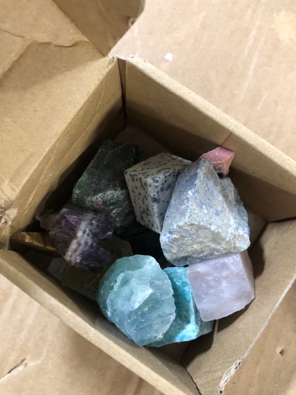 Photo 1 of 12 PCs Chakra Stone Healing Crystal Stone Kit Rough Gemstones Raw Healing Stones Set for Yoga, Meditation, Zen, Aura Cleansing 12 Chakra Stone