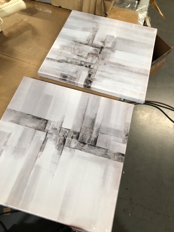 Photo 1 of Hand-painted Abstract Wall Art Gray 20"x20"x 2 Panels