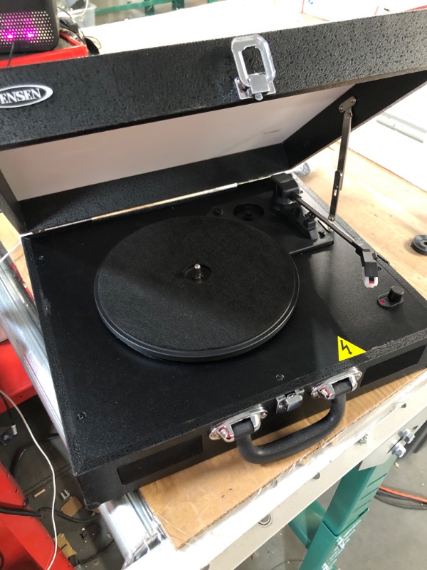 Photo 2 of **BROKEN** Jensen Portable 3-Speed Stereo Turntable with Built-in Speakers - Black (JTA-410 )