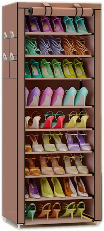 Photo 1 of ***USED*** TXT&BAZ 27-Pairs Tool Free Easy Assembled Shoe Rack with Nonwoven Fabric Cover (10-Tiers Brown)
