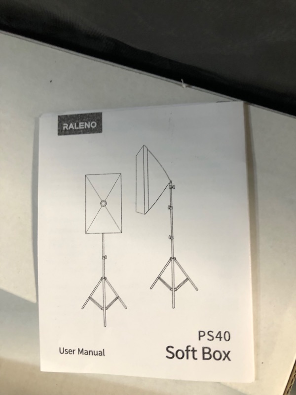 Photo 2 of RALENO Softbox Photography Lighting Kit 20"X28" Photography Continuous Lighting System Photo Studio Equipment with 2pcs E27 Socket 5500K Bulb Photo Model Portraits Shooting Box
